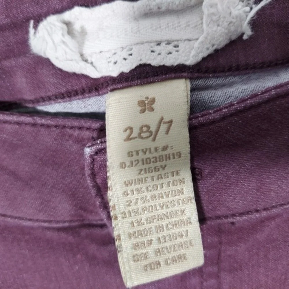 Altard State Jeans Women 28 Burgundy Low Rise Skinny Stretch Garment Dyed Denim‎